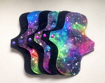 4 • cloth pad set • cloth pads • organic flannel top • organic bamboo cotton core • reusable cloth menstrual pads • liner • moderate • heavy