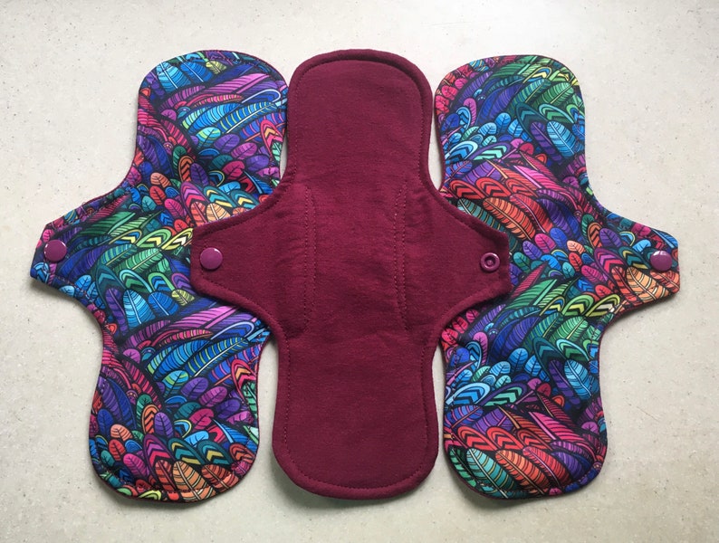 organic flannel top menstrual pads organic fleece absorbent core reusable cloth pads liners moderate heavy flow priced per pad