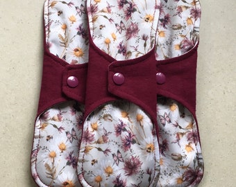 Cloth pads • organic flannel top menstrual pads •  organic core • reusable cloth pads • liners • moderate • heavy overnight • priced per pad