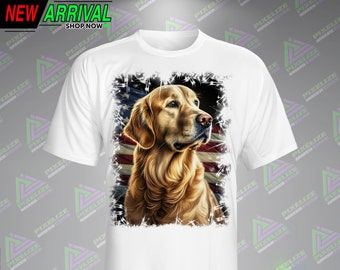American Golden Retriever T-shirt, Golden Retriever T-shirt, Unisex Graphic Tee, Dog Tee,  Animal T-shirt, Nature T-shirt, Patriotic T-shirt