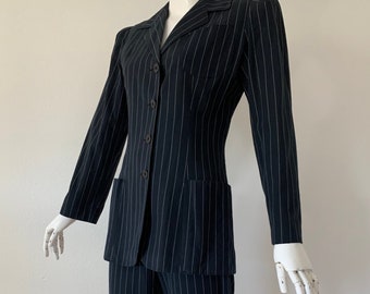 Tommy Hilfiger Mens Gray Pinstripe MOD FIT Flat Front 2 Piece Suit 42L 34x31