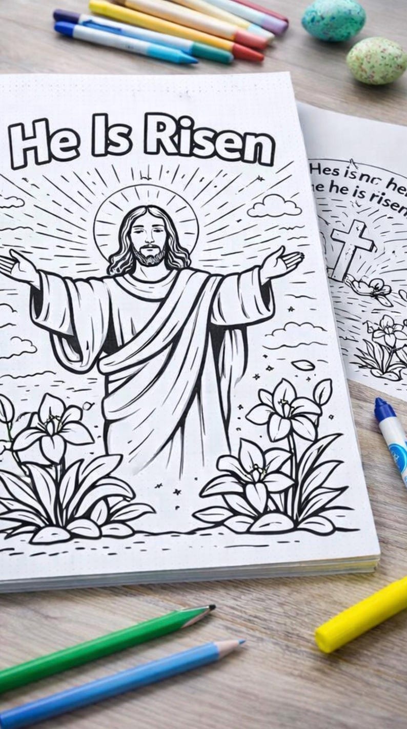 50 Christian Easter Coloring Pages for Kids | He is Risen Coloring Book ...