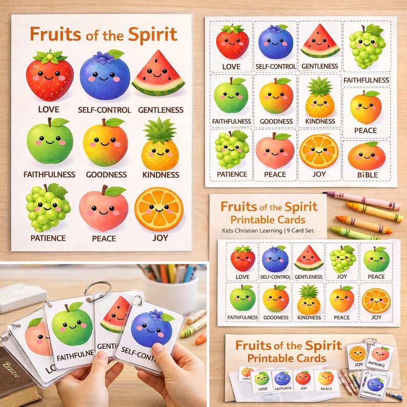 Fruits of the Spirit Printable Cards for Kids | Christian Flash Cards ...
