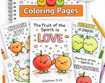 Fruit of the Spirit Coloring Pages for Kids – 30-Page Christian Coloring Book (Instant Download PDF)