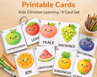 Fruits of the Spirit Printable Cards for Kids | Christian Flash Cards | Bible Printable | Sunday School Activity | Christian Homeschool | In