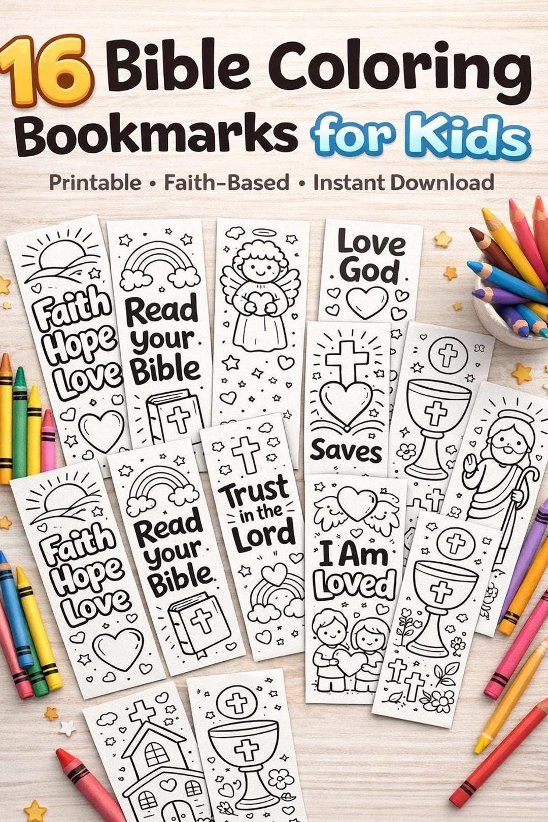 16 Bible Coloring Bookmarks for Kids | Christian Coloring Bookmarks ...