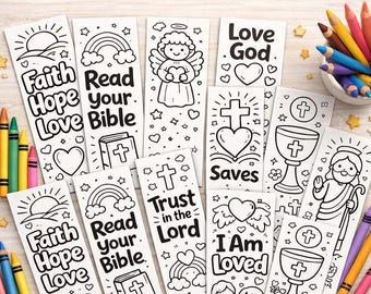 16 Bible Coloring Bookmarks for Kids | Christian Coloring Bookmarks | Printable Bible Activity | Sunday School & Quiet Time