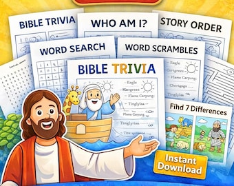 Bible Games Bundle for Kids | 10 Printable Bible Games + Bonus Activity | Ages 5–9