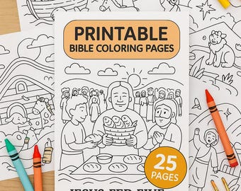 Kids Bible Story Coloring Pages • 25 Printable Christian Worksheets (Digital Download)