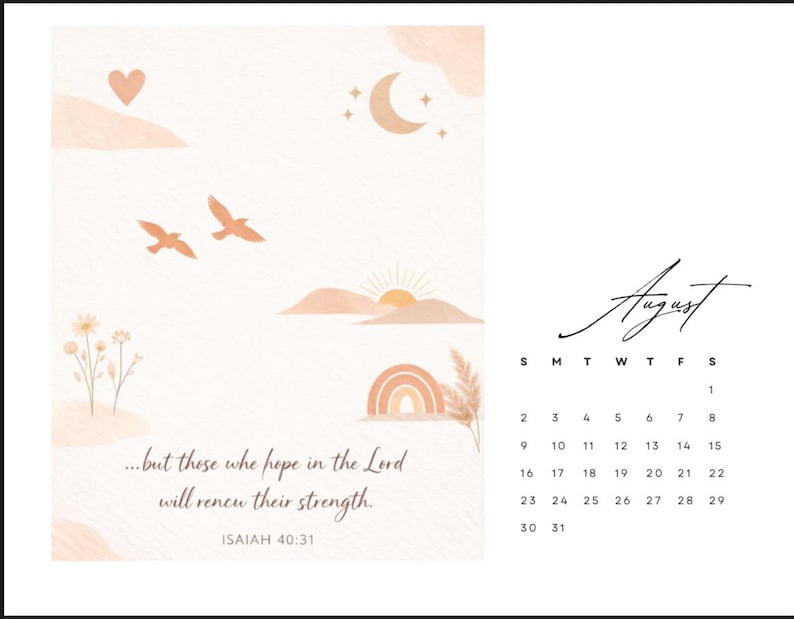2026 Bible Verse Calendar Printable | Christian Wall Calendar ...