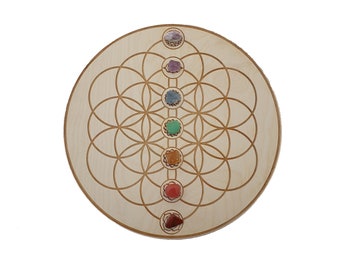 Crystal grid with Flower of Life & 7 Chakras