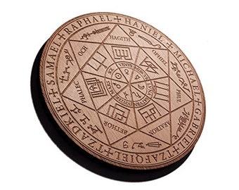 Seal of the 7 Archangels, Engraved in okumè wood, crystal grid, divinations