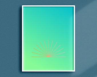 Solar Rays on Green/Blue | Art Print & Digital Download