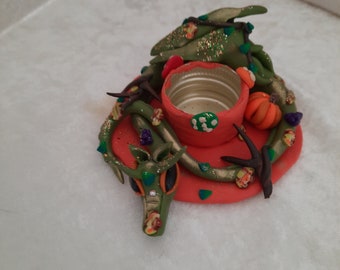 Fabulous autumn dragon candlestick