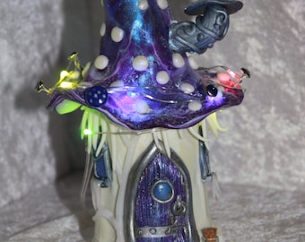 Polymer Clay handmade Faery house with LED lights