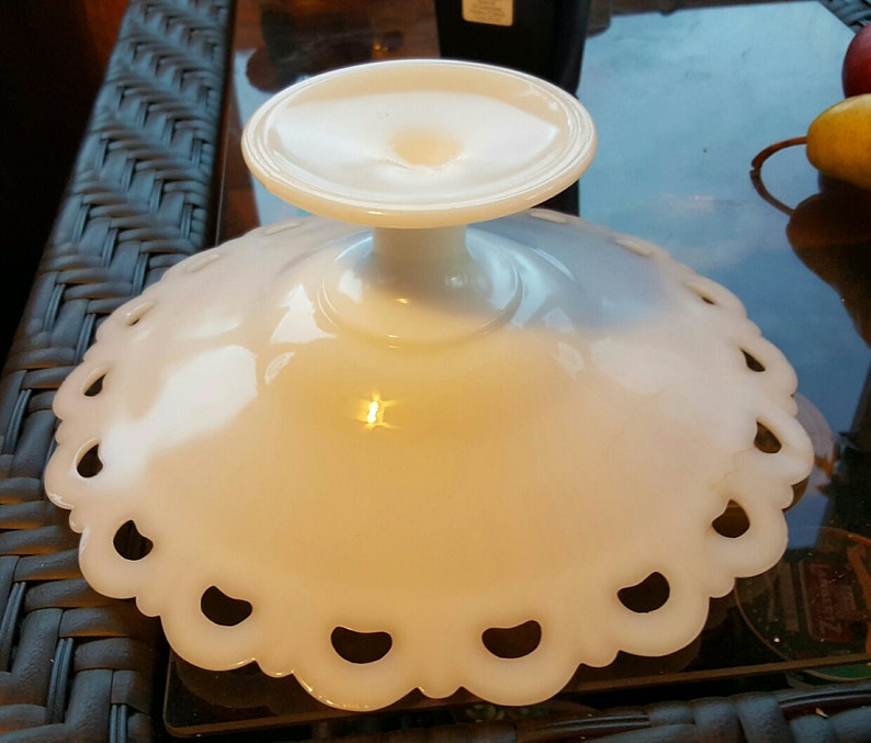 After Christmas Special~Anchor Hocking Old Colony Lace Milk Glass Pedestal Center Fruit Bowl circa 1960/'s