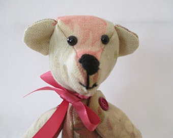 JUNE; A sweet little floral linen bear who could make anyone smile.