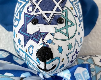 HANUKKAH BEAR #4; A Festive blue and white bear