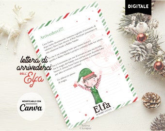 Elfa birichina di Babbo Natale: lettera di addio in italiano personalizzabile con nomi bimbi . stampabile e modificabile online con Canva