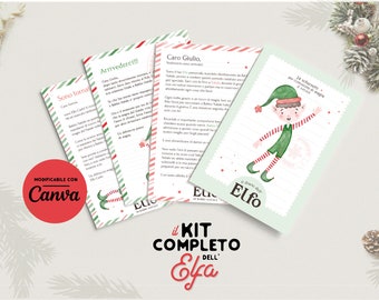 Kit completo Elfa di Babbo Natale in italiano . lettera di benvenuto presentazione + arrivederci + ritorno  per elfa femmina + guida scherzi