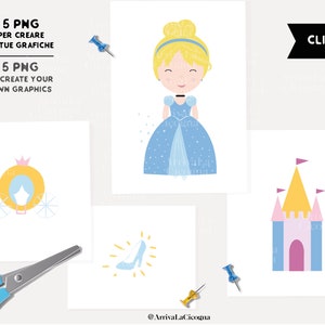 Cinderella digital clipart, Cinderella artwork for use on party kit, invitations, prints, Cinderella illustrations, Cinderella printable