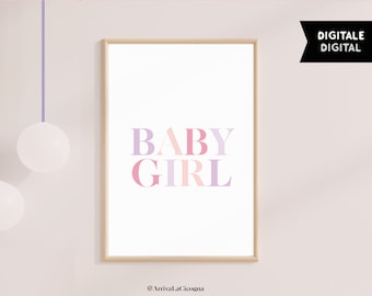 'Baby Girl' print for girls in shades of lilac and pink (Digital Download)