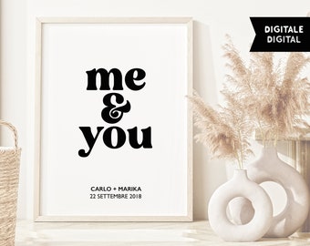 Poster digitale mininal moderno 'You and me' personalizzato con nomi e  data importante, matrimonio o anniversario . download digitale