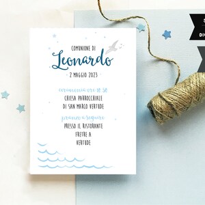 Invito minimal a tema mare ideale per prima comunione o cresima.