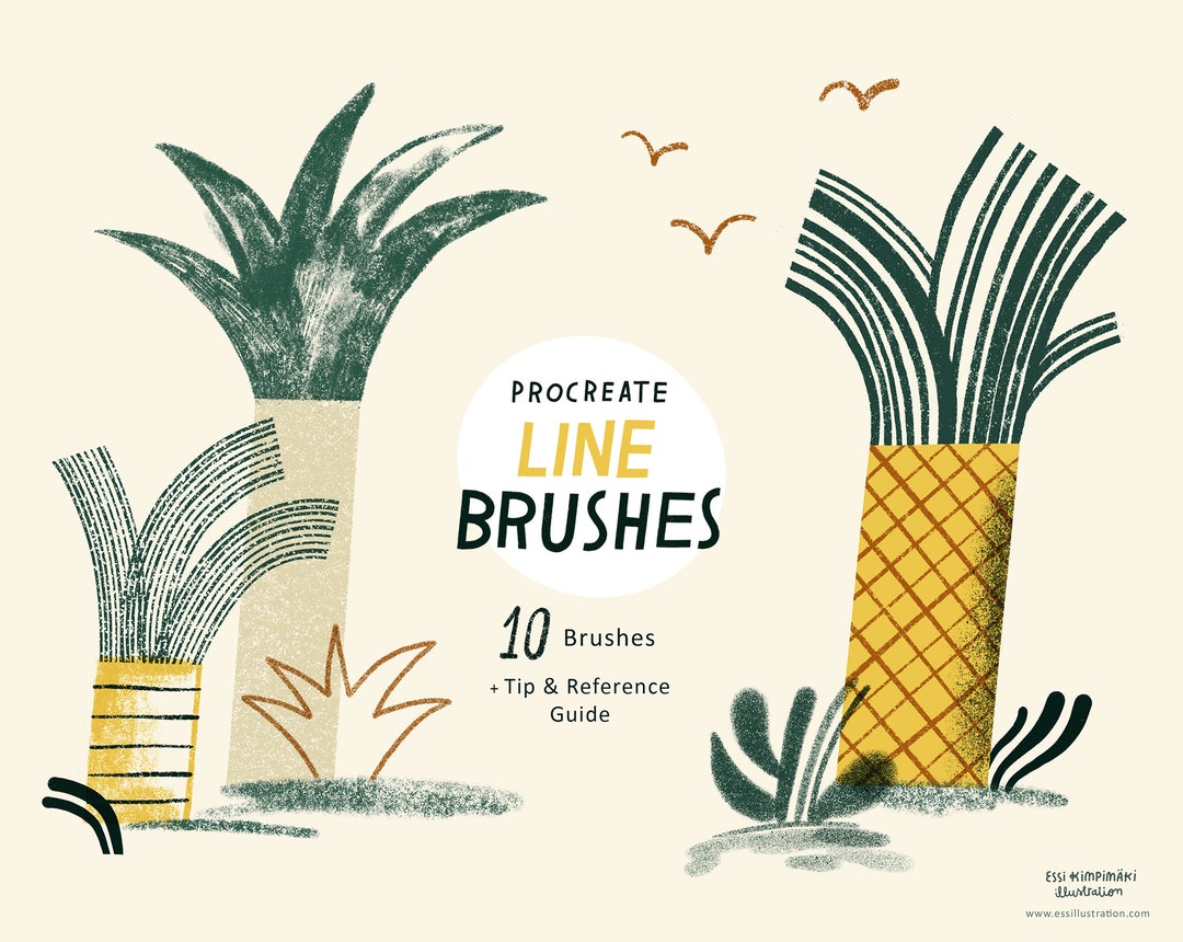 Procreate Line Brush Set: 10 Textured Illustration Brushes (digital ...