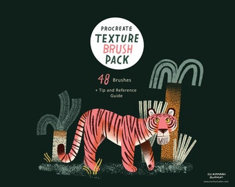 Procreate Texture Brush Pack: 48 Line, Grain, Pattern, Texture Brushes (Digital Download)