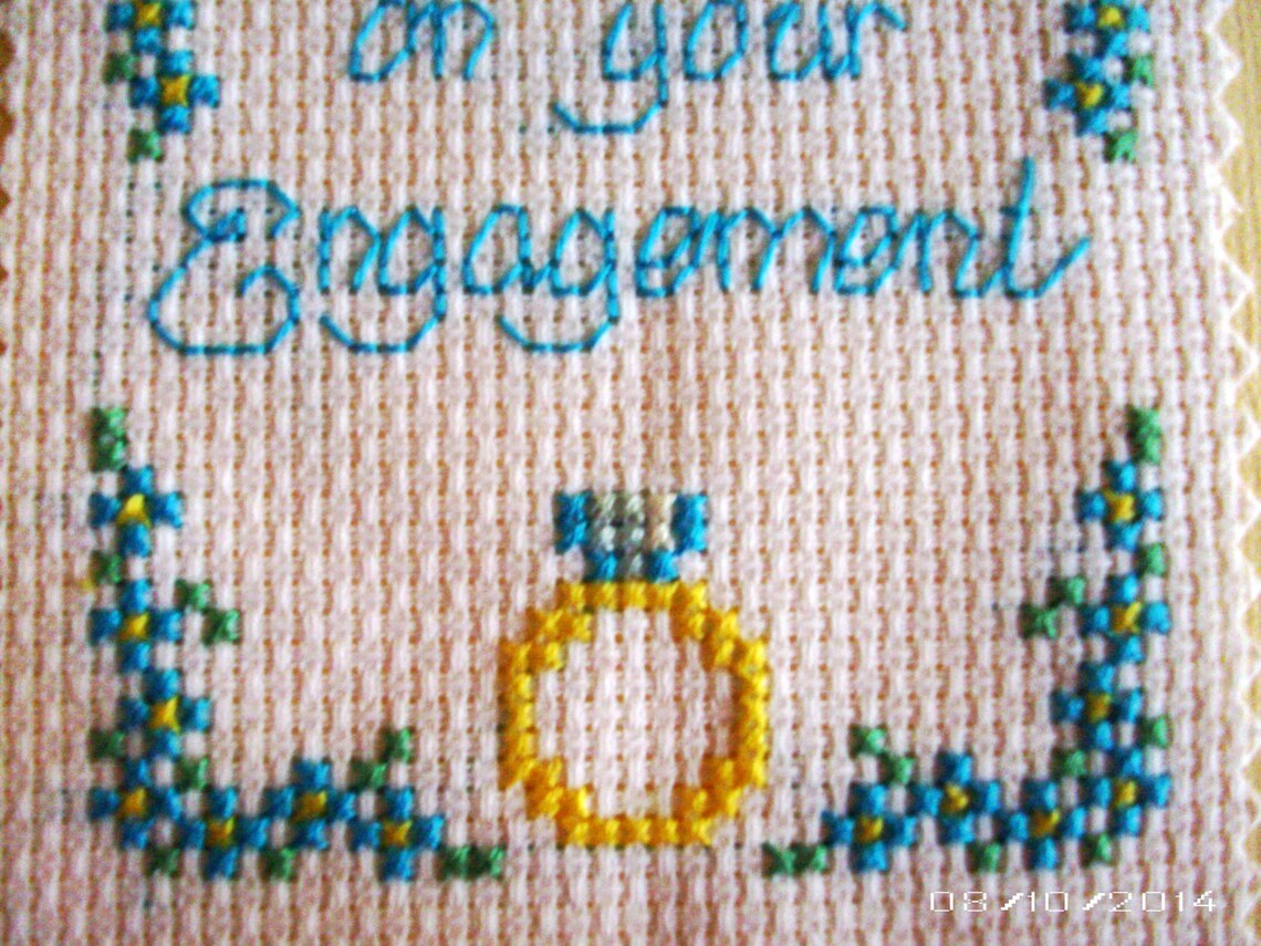 Engagement Crossstitch Greeting Card Handmade Greeting Card Etsy