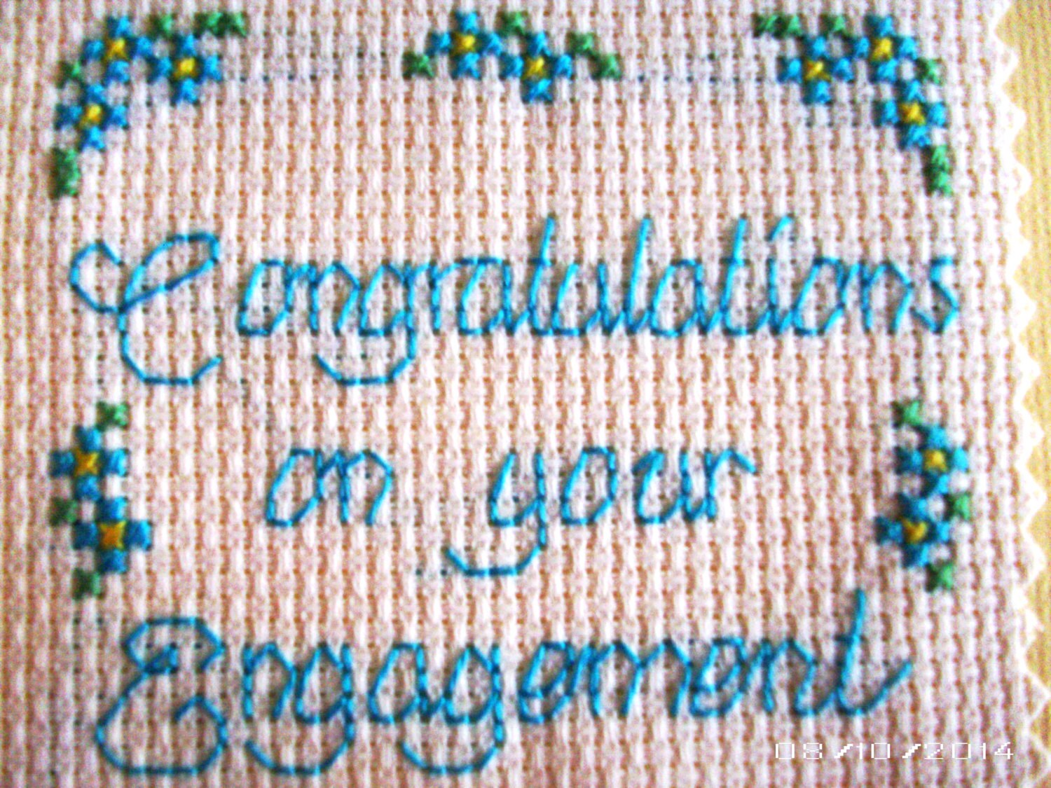 Engagement Crossstitch Greeting Card Handmade Greeting Card Etsy