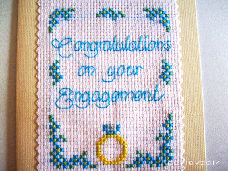 Engagement CrossStitch Greeting Card Handmade Greeting Card Etsy