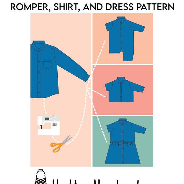 How to Make a Baby Romper from a Men's Shirt: Upcycled Men's Shirt Romper and Dress PDF Sewing Pattern for babies and toddlers