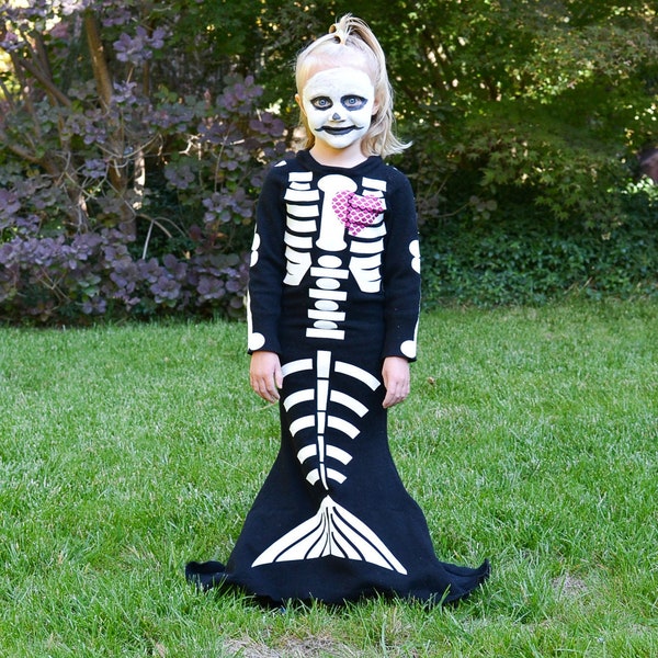 Skeleton Mermaid Digital Cut File - halloween svg costume png heart bones iron-on vinyl htv for cricut and silhouette