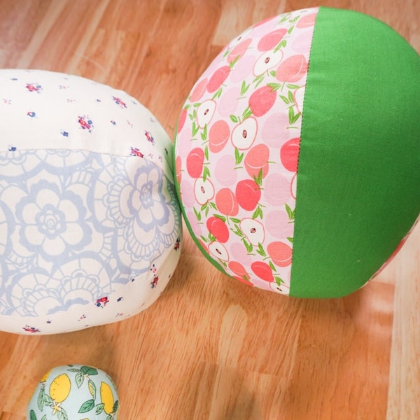 Fabric Ball Sewing Pattern and Tutorial - DIY Ball PDF downloadable sewing pattern, kids, babies, dogs, cats, girls, boys