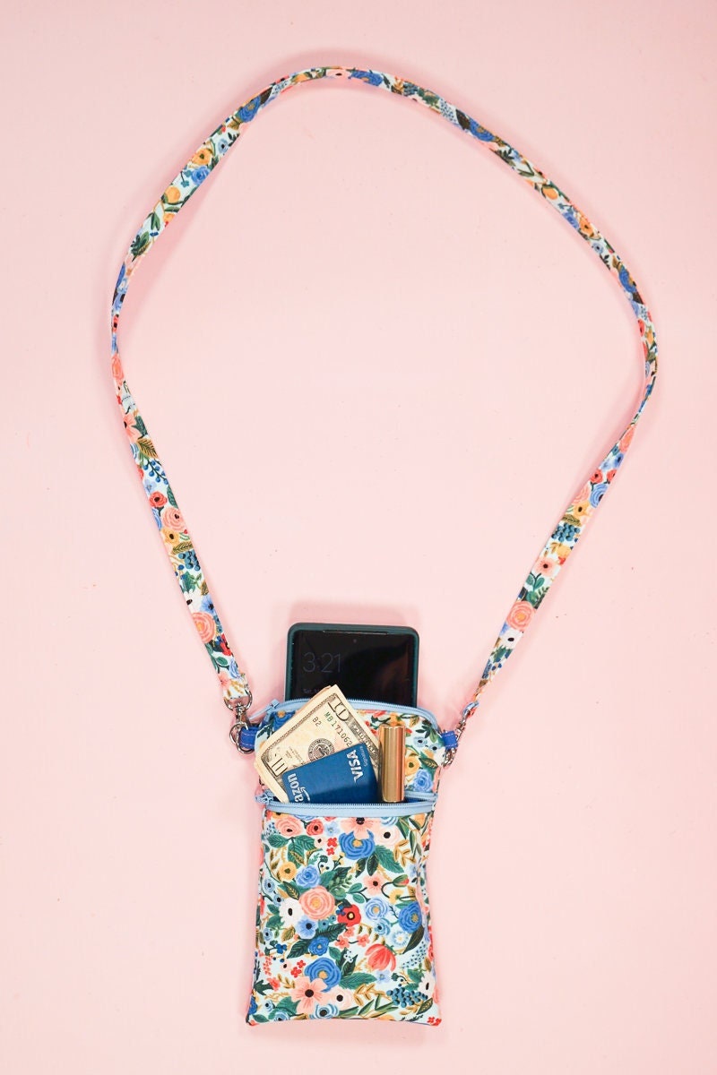 Cell Phone Bag PDF Sewing Pattern - Crossbody Purse, Zipper Pouch ...