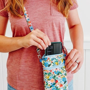 Cell Phone Bag PDF Sewing Pattern - crossbody purse, zipper pouch, sewing project