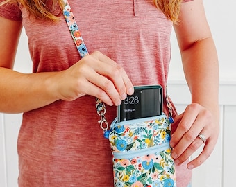Cell Phone Bag PDF Sewing Pattern - crossbody purse, zipper pouch, sewing project