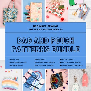 Bag Sewing Pattern Bundle: Beginner Tote & Pouch Projects (PDF Download)