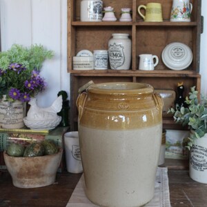 Gran olla de gres vintage: tarro para utensilios de cocina de estilo rústico, olla de cerámica inglesa.