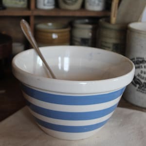 Vintage Blue Striped Mixing Bowl: Cornishware Farmhouse Decor