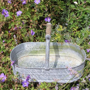 Zinc Garden Trug Basket, Garden Trug Basket, Vintage Basket, Galvanised Trug, Trug Box, Trug Basket, Gardening Basket, Storage Basket