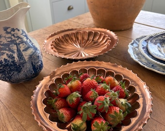 Rare Antique Copper Berry Bowl: Strawberry serving bowl, English Farmhouse Decor