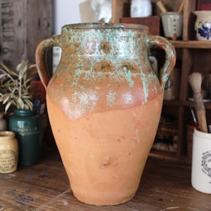 Vintage European Stoneware Jar, Vintage Confit Pot, Stoneware Pot, Stoneware Confit Jar, Vintage Earth ware Pot, Farmhouse Decor, French pot