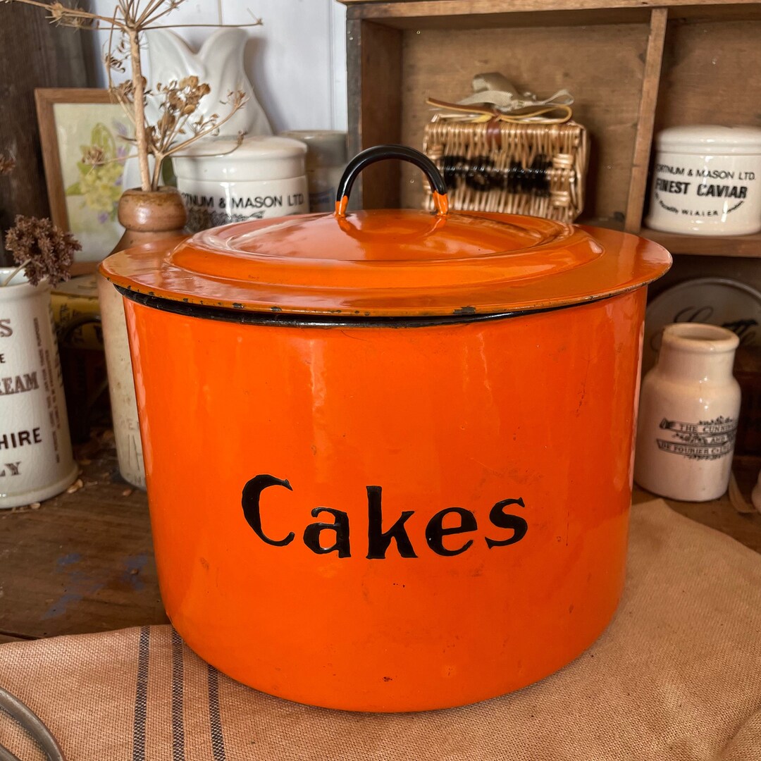 rare-vintage-cake-tin-blue-enamel-cakes-tin-original-cake-etsy
