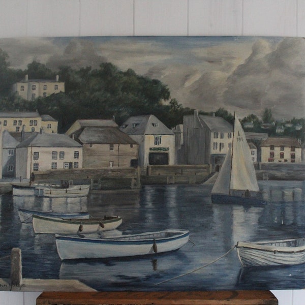 Vintage Oil on Board - Vintage Oil Painting - Vintage Painting - Vintage Seascape Painting - Ocean Painting -  Cornwall Painting - Oil Paint