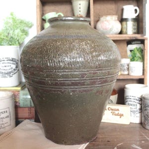 Large Vintage French Stoneware Jar, Vintage French Confit Pot, Stoneware Pot, Stoneware Confit Jar, Vintage Earth ware Pot, French Stone Pot
