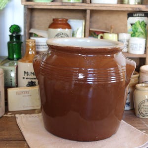 Vintage French Stoneware Jar, Vintage Confit Pot, Stoneware Pot, Stoneware Confit Jar, Vintage Earth ware Pot, Farmhouse Decor, rustic pot