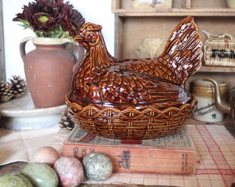Large Vintage Hen on Nest: Portmeirion Vintage Egg holder, Kitchen Storage